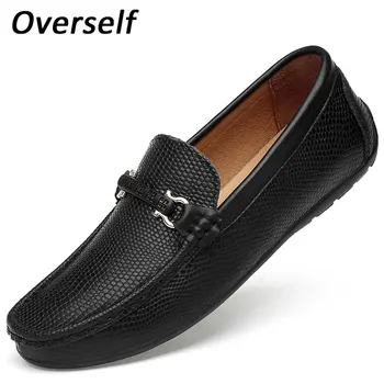 

Men's Casual Shoes New Fashion Loafers Plus Size 45 46 47 Handmade Moccasins For Men Slip on Leather Boat Shoes Sapatos Homens