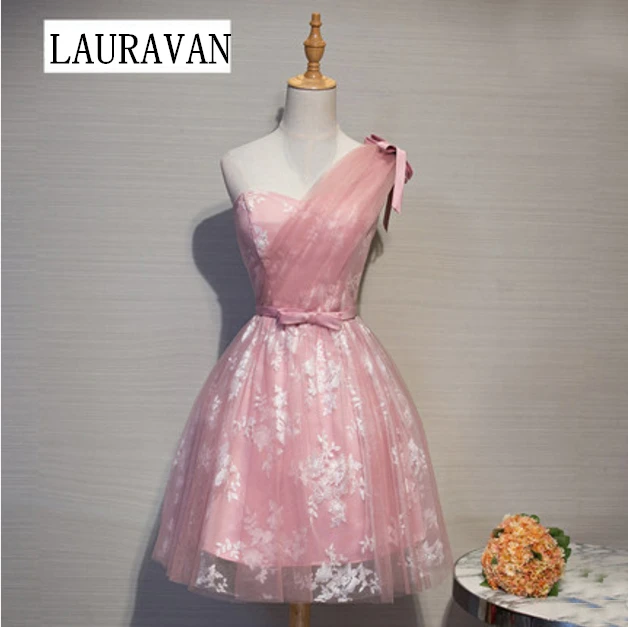 Короткие одно плечо платье девушки румянец розовые скромные гостевой sweet sixteen