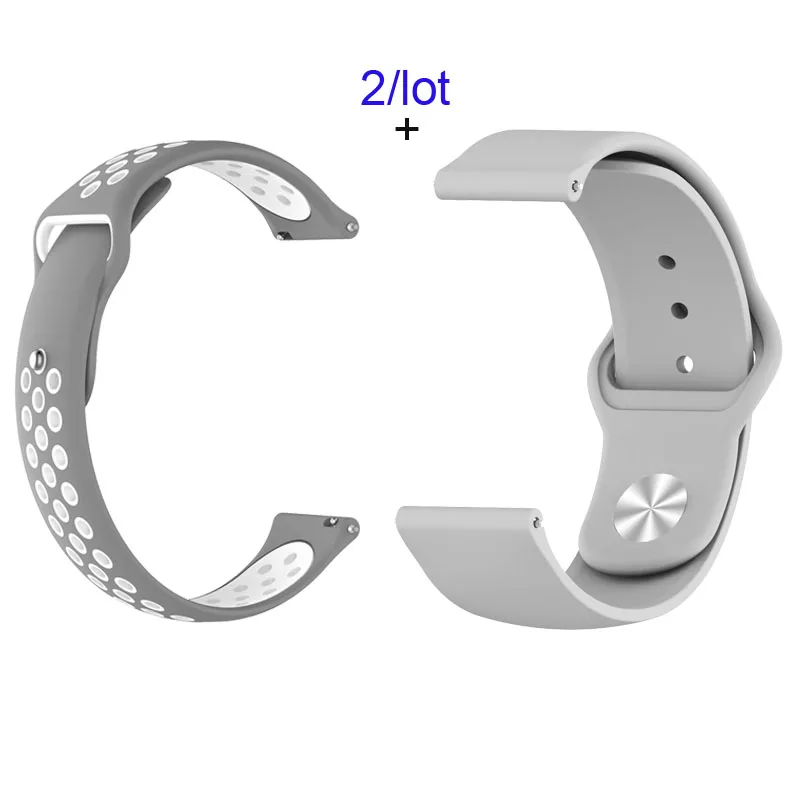 20 мм силиконовый браслет ремешок для Xiaomi Huami Amazfit GTS Bip GTR 42 мм ремешок для часов Amazfit Pace Stratos 2 GTR 47 мм ремешок для часов - Color: Grey white-Grey