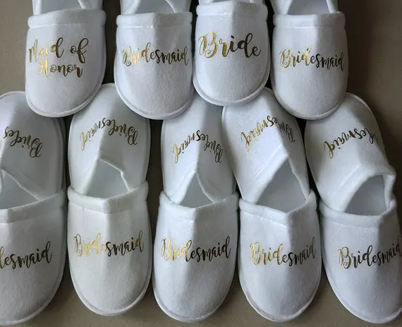 

personalized wedding bridesmaid bride spa slippers Matron of honor hen night Bachelorette party favors gifts