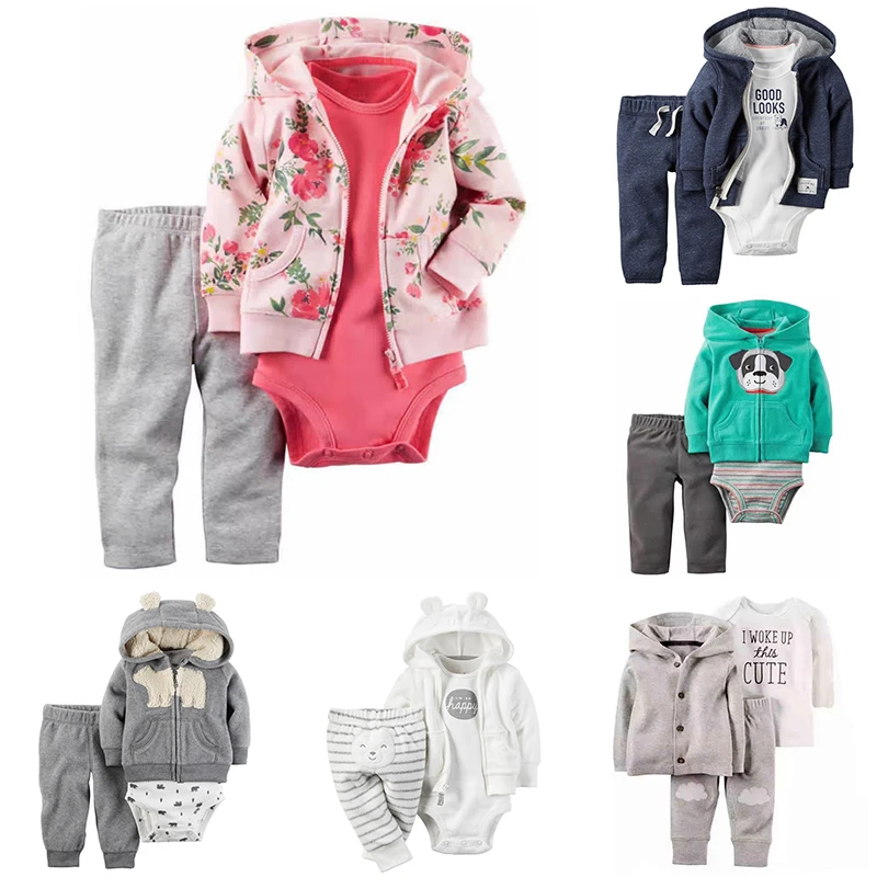 Flowers Baby Girls Clothes 3 Piece Of Sets Kids Clothing Sets Casual Winter Spring Infant Boys bodysuits Set New Toddler Costume