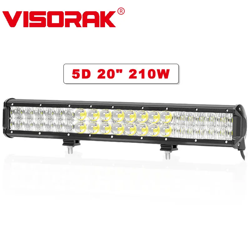 

VISORAK 5D 20" 210W Offroad LED Light Bar Straight Combo 12v 24v LED Work Light Bar For Tractor 4WD 4x4 Truck SUV ATV LED Beams