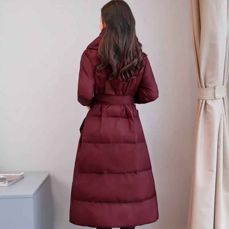 Mode Wmwmnu Rembourré Ceinture Manteau De Long Nouveau rose Parka Mince Manteaux Femme D'hiver Coton 2017 Red claret Black Femmes Veste qfxnBvrq