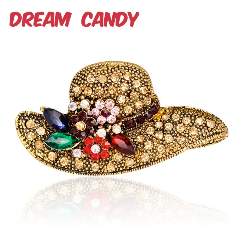 

Dream Candy Sell Well Crystal Big Hat Brooches for Women Creative Full Rhinestone Brooch Pin Cloth Accessories Fashion Jewelry