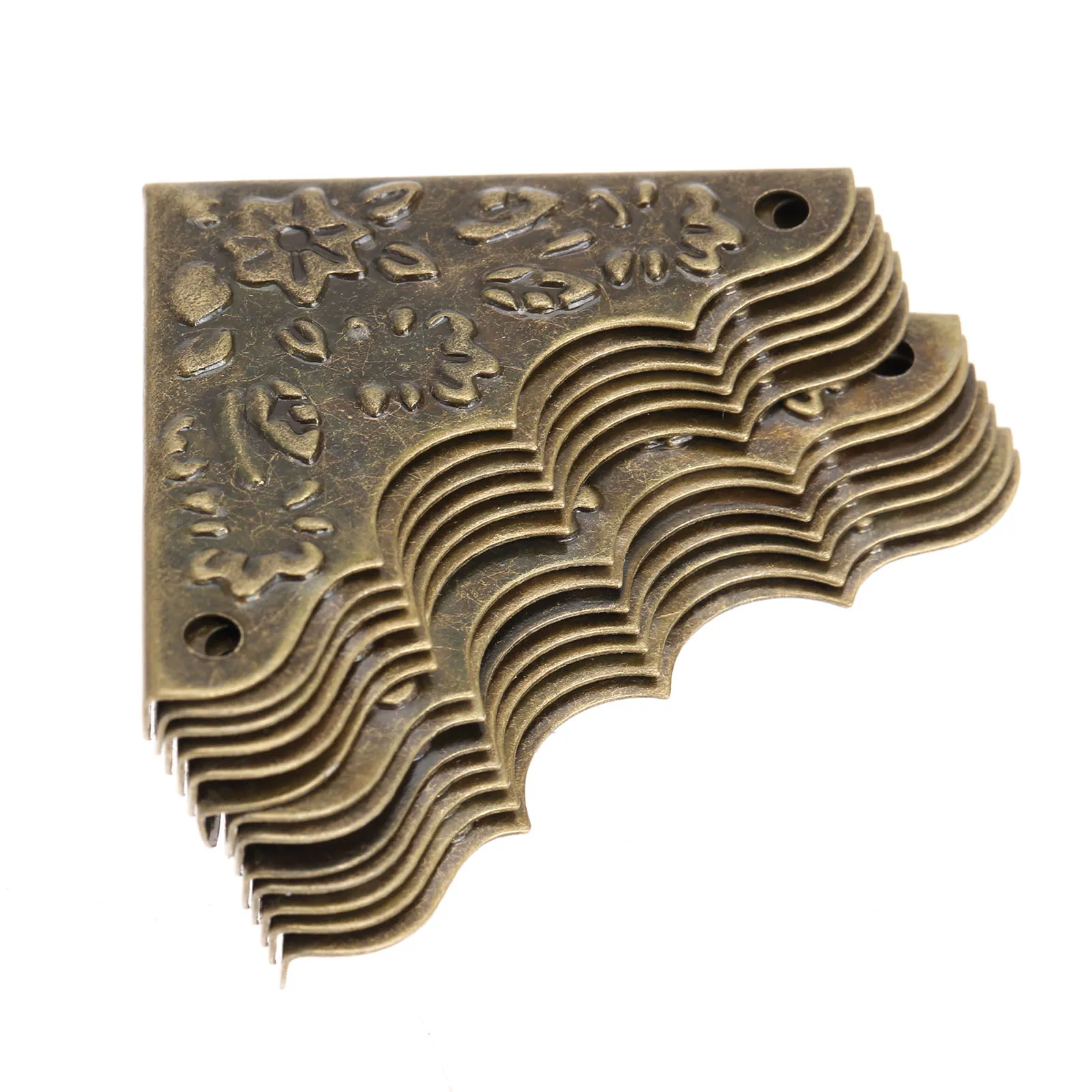 12pcs Antique Brass Decorative Corner Brackets Jewelry Wine Gift Box