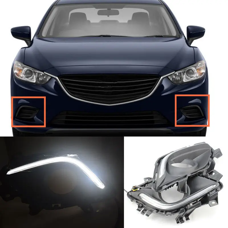 

A Pair White Daytime Running Fog Lights Lamp DRL For Mazda Atenza 6 2014-2016