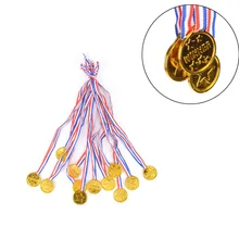 12 x crianças ouro plástico vencedores medalhas esportes dia festa saco prêmios brinquedos para festa decoração quente