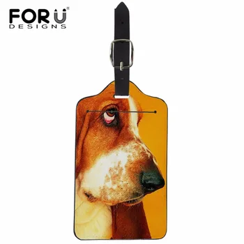 

FORUDESIGNS Dog Animal Luggage Tag Travel Accessories PU Leather Suitcase ID Address Holder Baggage Boarding Tags Portable Label