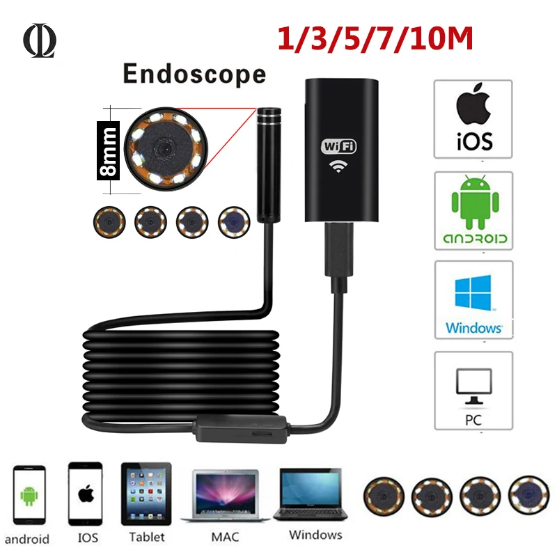 Водонепроницаемый WI-FI эндоскопа Камера HD 720 P мягкие Провода Змея инспекции