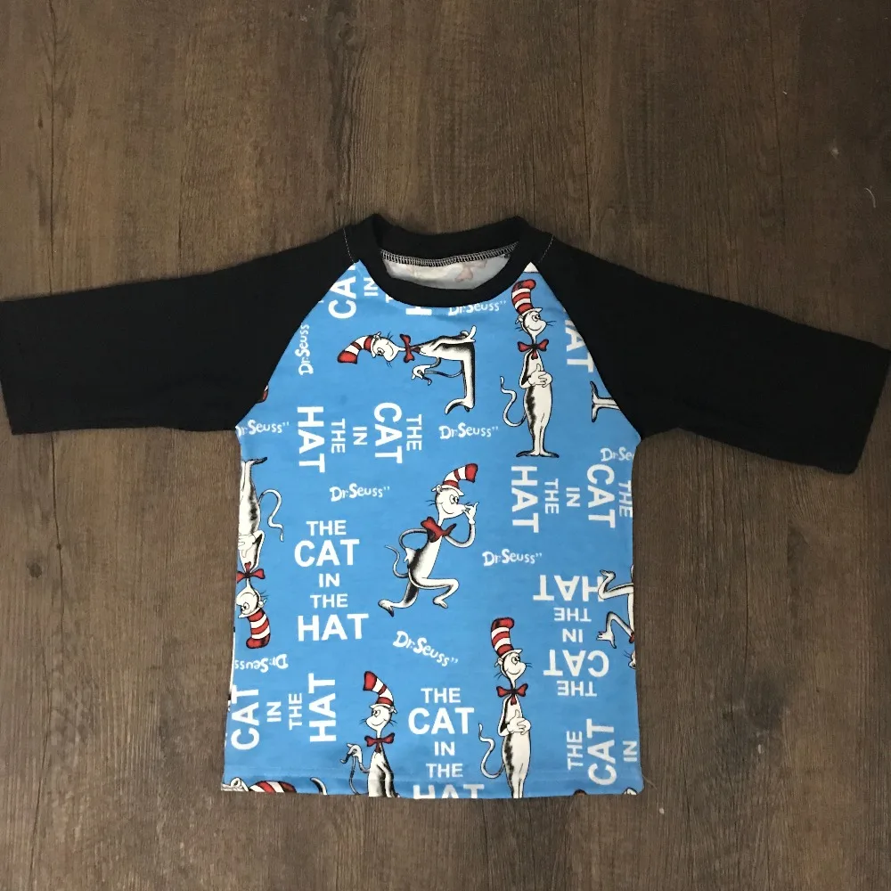 

Aicton Children T-shirt Boys Clothes 2018 the Cat In The Hat Animal 3/4 Raglan Sleeve Spring Winter Boy Cotton Tshirt
