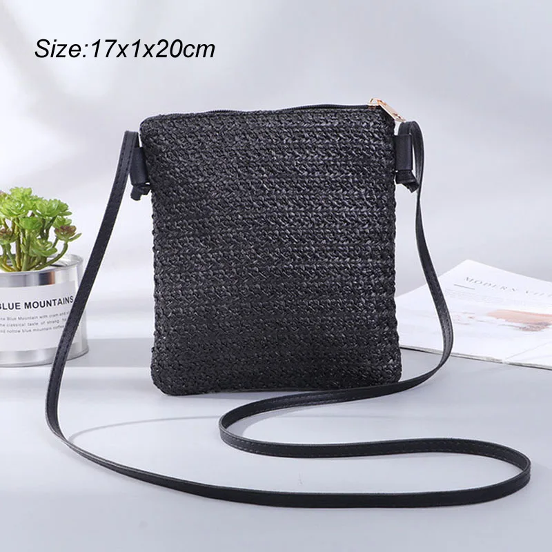 Летняя круглая Соломенная Сумка Пляжная bolso mimbre paja Плайя sac paille rieten tas torebka wiklinowa osier verano Женская плетеная Сумка - Цвет: AK 038 black