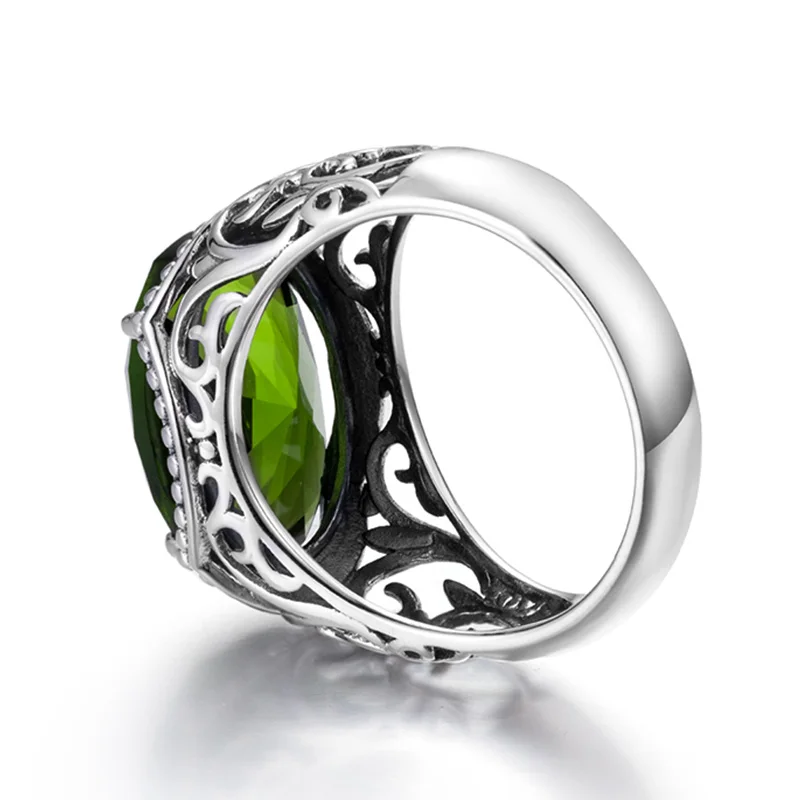 SzjinAo Винтажные Ювелирные изделия кольца из перидота камень рожденных в августе из натуральной 925 пробы серебряные кольца для женщин свадебный бренд ювелирных изделий