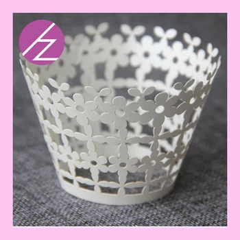 

100pcs/lot Hot Sale laser cut pearl paper garden style wedding decoration cupcake wrapper DG-1 free shipping