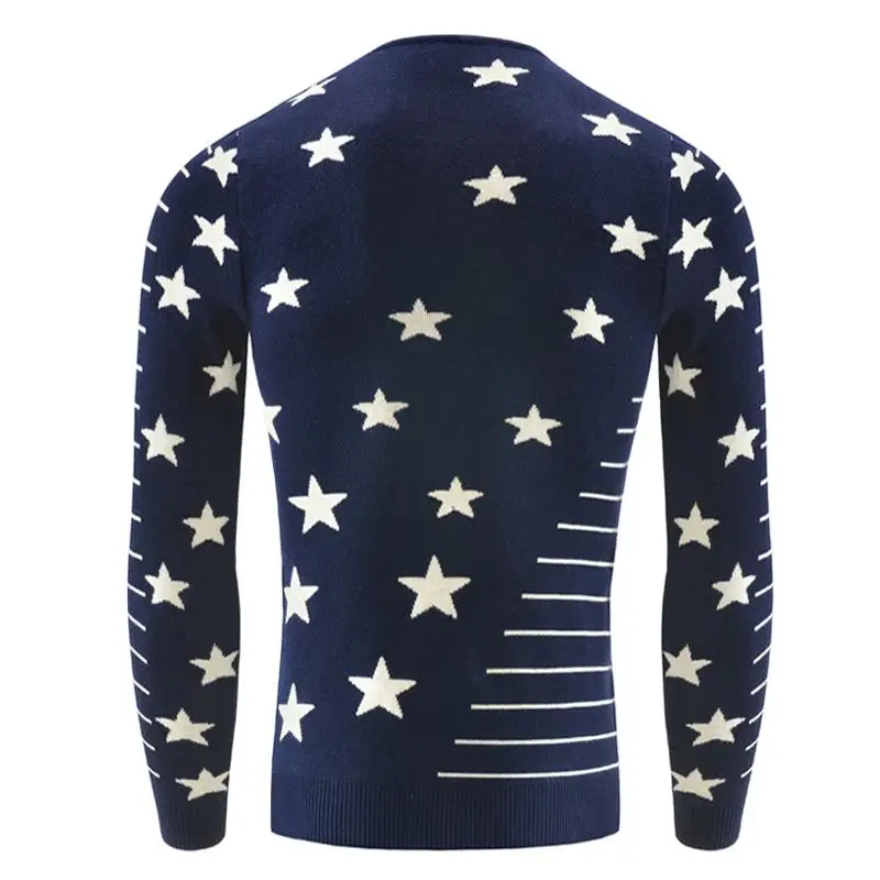 Новое поступление свитера Стильный Звезда паттем и олень животное Принт вязаный свитер с длинными рукавами мужские свитера пуловер