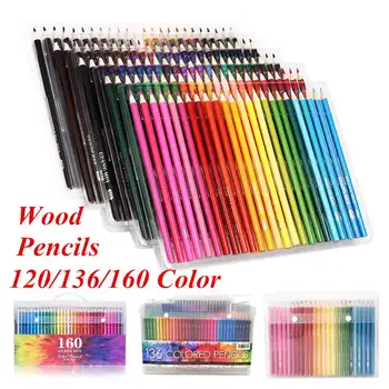 

120/136/160 Colors Pencil Set Wood Colored Pencil Professional Drawing Pencils For School Office Artist Painting Sketch Supplies
