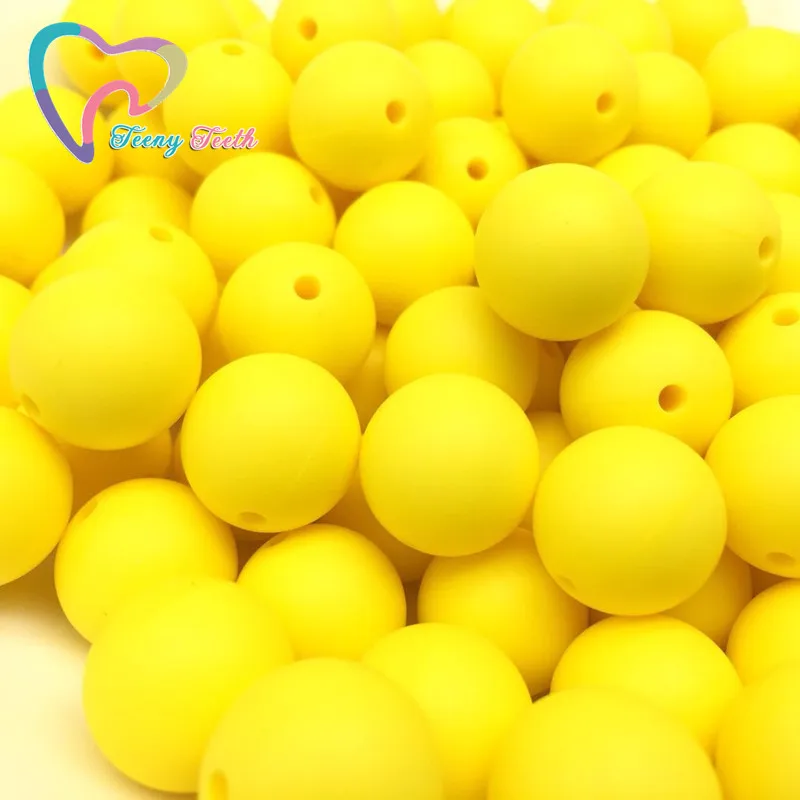 

Teeny Teeth 10PCS Bright Yellow DIY BPA Free Silicone Loose Round Bead 9-15 MM Chewable Baby Silicone Teething Loose Ball Beads