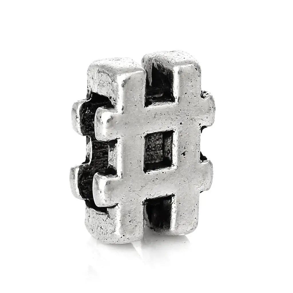 DoreenBeads цинковый металлический сплав разделительные бусины символ Серебряный
