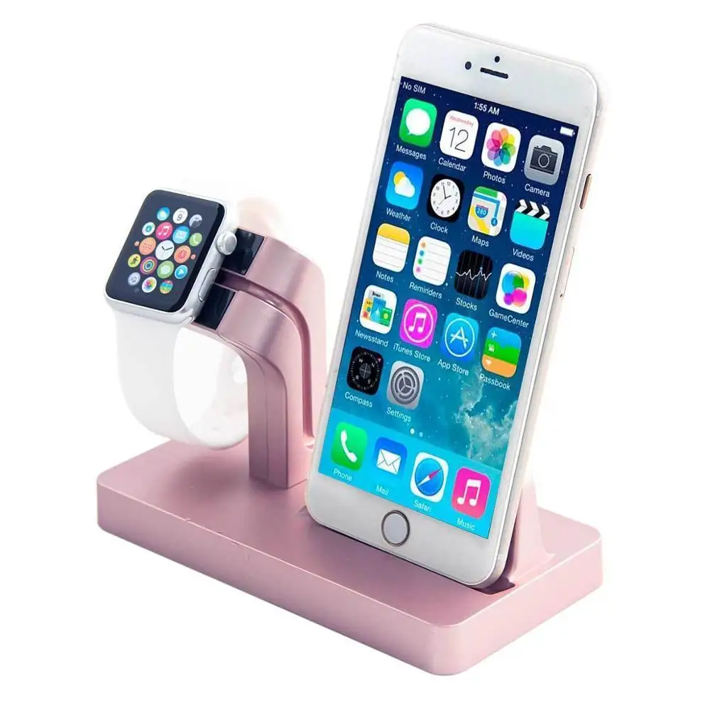 2 в 1 Зарядная Колыбель Brack для iPhone 7 6S Plus 5S 6 для Apple Watch станция USB Зарядное устройство Док-станция Подставка держатель настольный - Цвет ремешка: Rose Gold