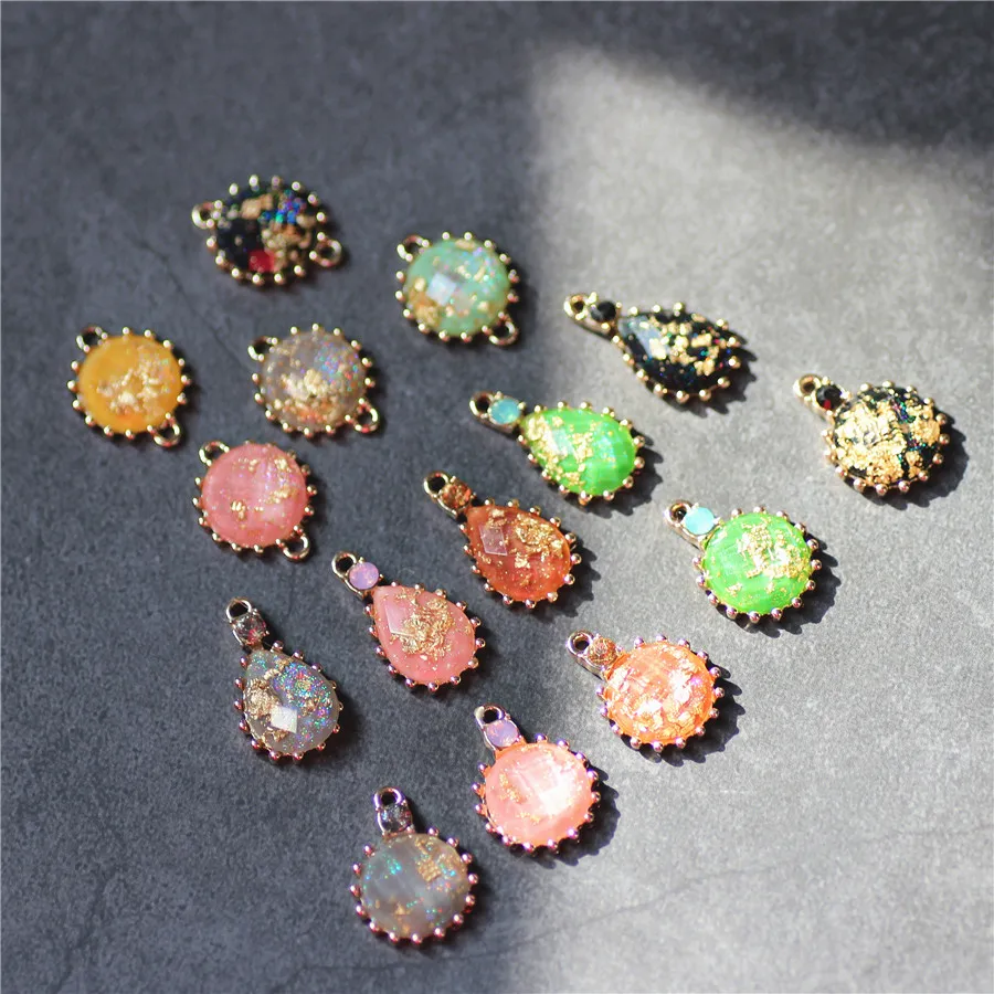 

50pcs Fashion Resin Colorful Beads Connector charm for Earring Drop Necklace Pendant Diy Making Handmade Jewelry Finding