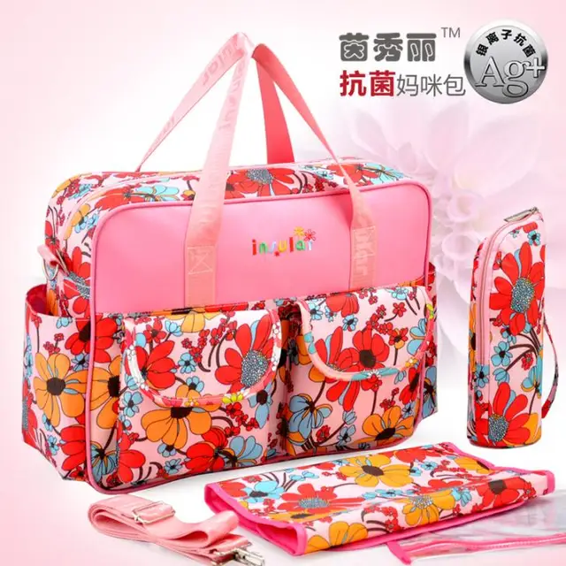 Fashion Flower Pattern Baby Diaper Bags Maternity Bag Organizer Fashion Flower Pattern Baby Diaper Bags Maternity Bag Organizer Stroller Messenger Traval Handbags