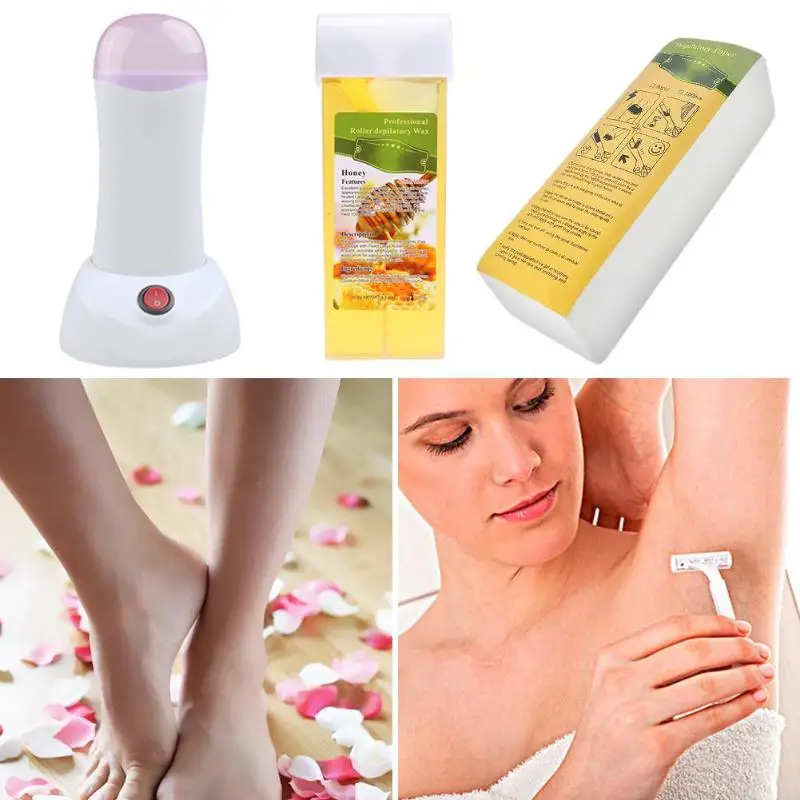 Hot Paraffin Wax Warmer Heater With Waxing Paper Body Depilatory Salon SPA Hair Removal Tool Set For Depilation Tool kit