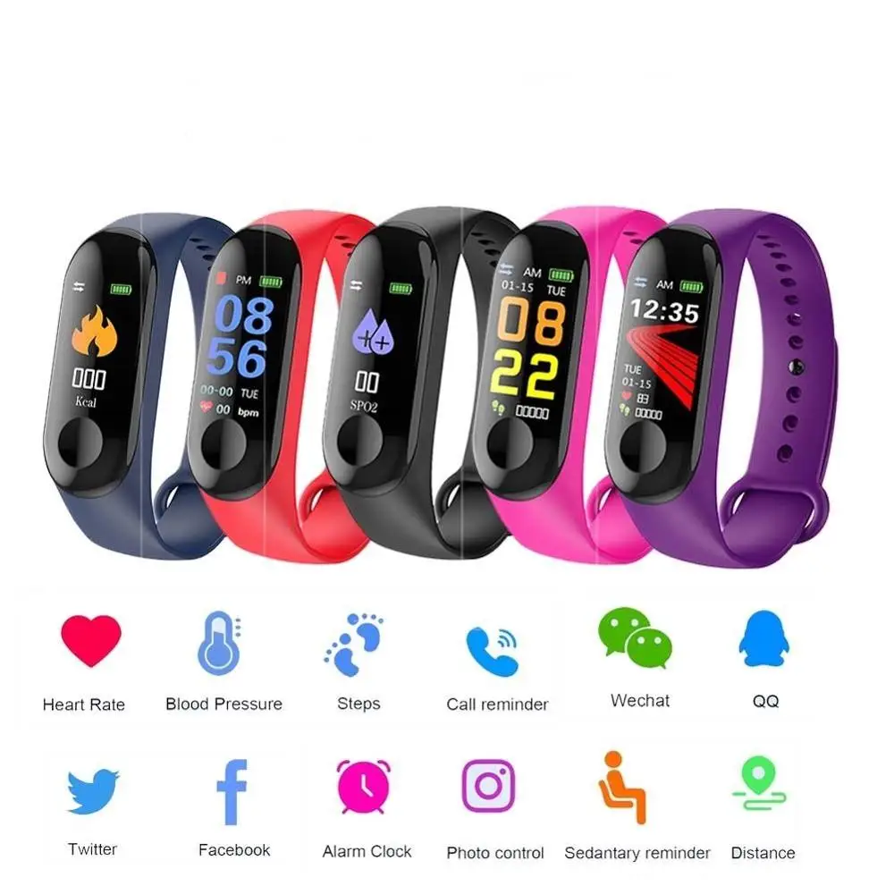 

M3 Smart Watch Heart Rate Monitoring IP67 Waterproof Bluetooth Running Pedometer Sports Fitness Tracking Men And Women Bracelet
