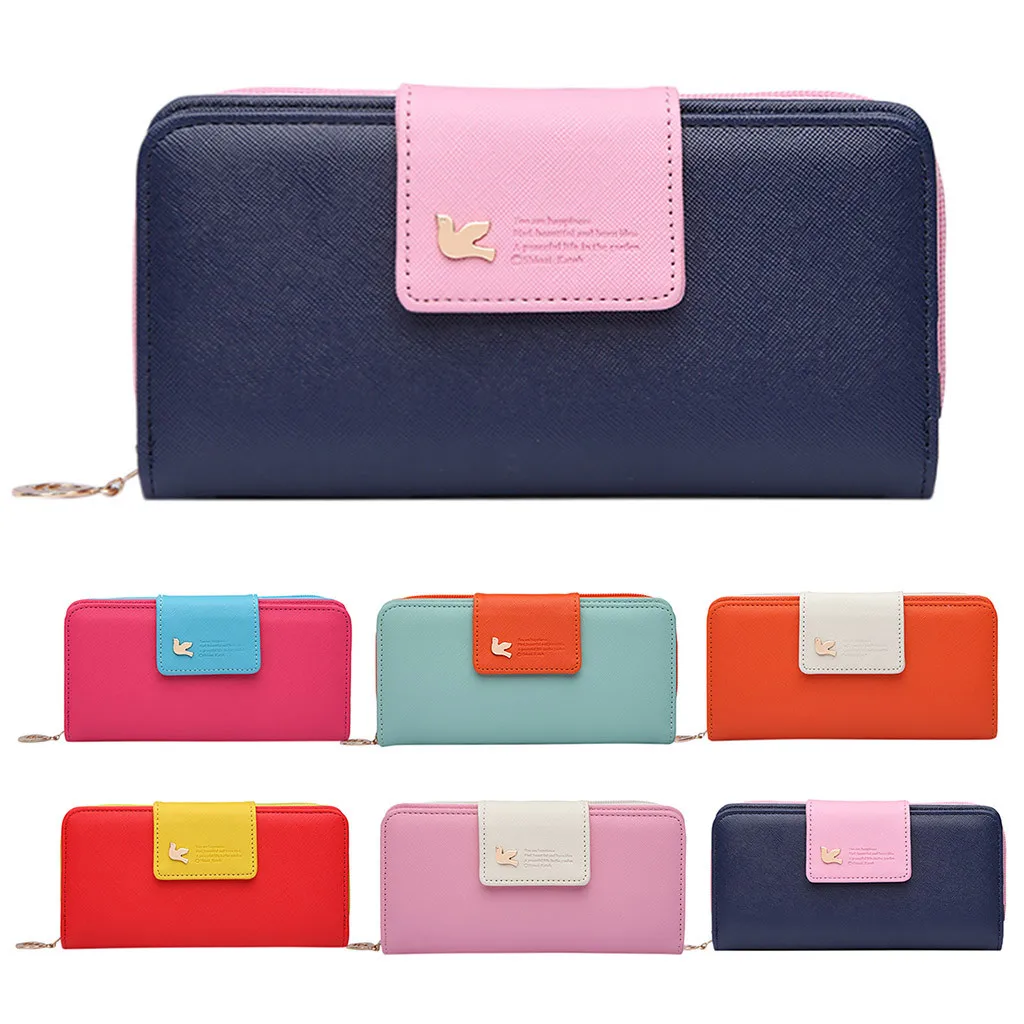 

2019 Women Purses Long Fashion Zipper Fly Clasp Color Collision Multi-function Wallets Card Holder Coin Purse mini bag small bag