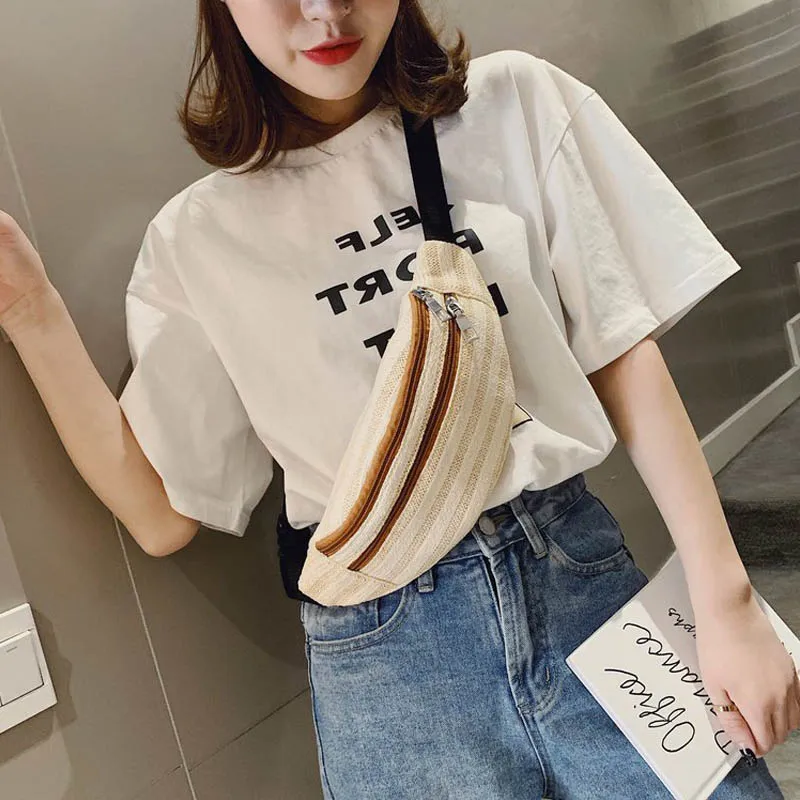 

New Straw Waist Bag Female Belt Bag New Brand Fashion Chest Pack Handbag Summer Beach Fanny Pack Ladies Waist Pack Purse