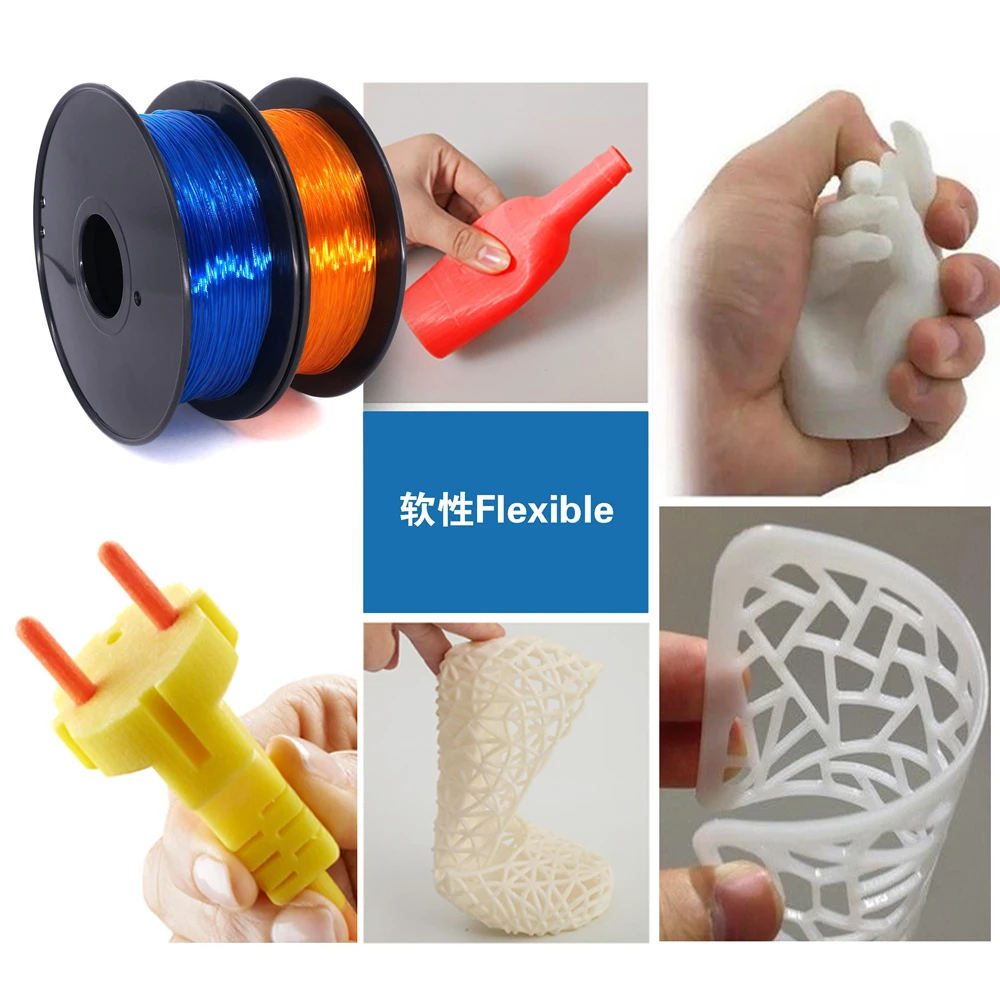 

Worldwide Fast Delivery Manufacturer high quality 3D Printer Material 0.8kg Soft Rubber 1.75mm Flexible 9colors opt TPU Filament