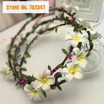 

Hot Sale!Artificial Frangipani Flower Wreath Hair For Wedding Decorations Decorative Artificial Flower Garl