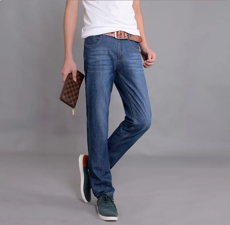 Brand Men's Jeans Spring summer Business Casual Loose Long Pants Male Solid Straight Jeans For Men factory Price  (1)