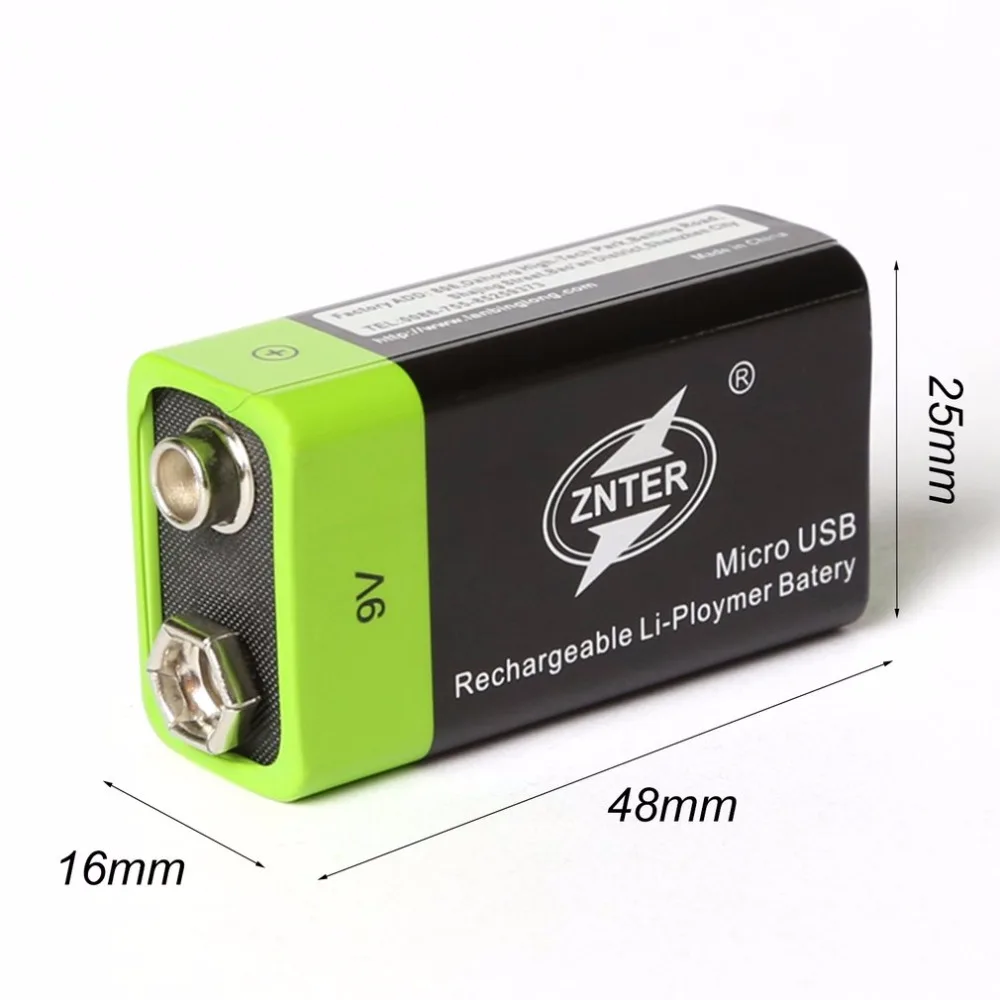 ZNTER ультра-эффективный 9V 400 мА/ч, USB, Перезаряжаемые 9В литий-полимерный Батарея для RC Аксессуары для видео-квадрокоптеров