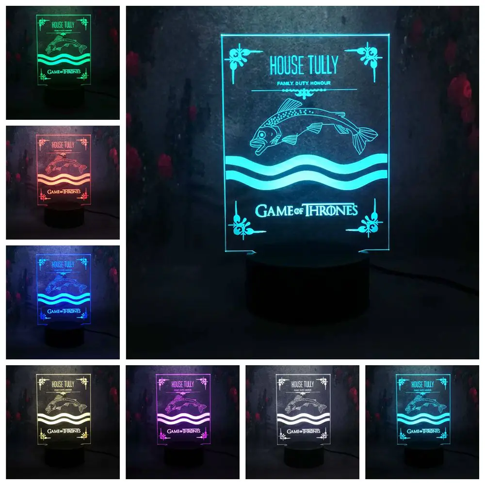 LED Декор ночное освещение в доме Tully Famliy Игра престолов 3D иллюзия настольная лампа