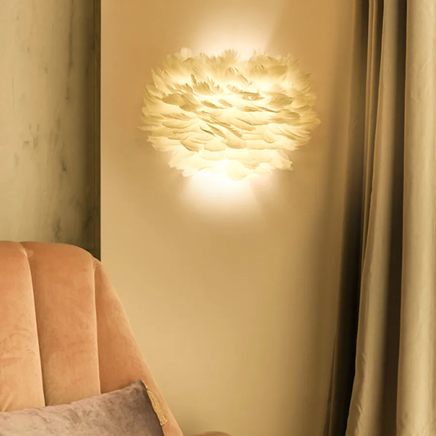 Thrisdar Nordic перо бра искусство личность гусиное перо Спальня прикроватный настенный светильник отель коридор в кафе настенный светильник для
