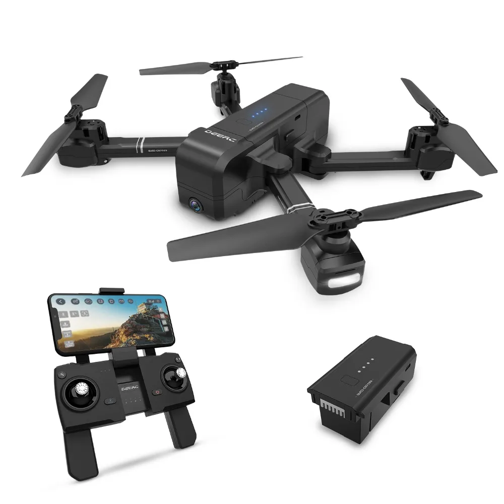  DEERC DE25 FPV Foldable Arm RC Drone Selfie 1080p Camera 90 Adjustable Tapfly 18 Min Auto Hover Han