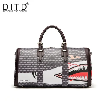 

Shark Design Large Capacity Shoulder Handbag Travel Duffle Bag Men/Women Travel Bag PU Leather Messenger Bags Fashion Mens Bag