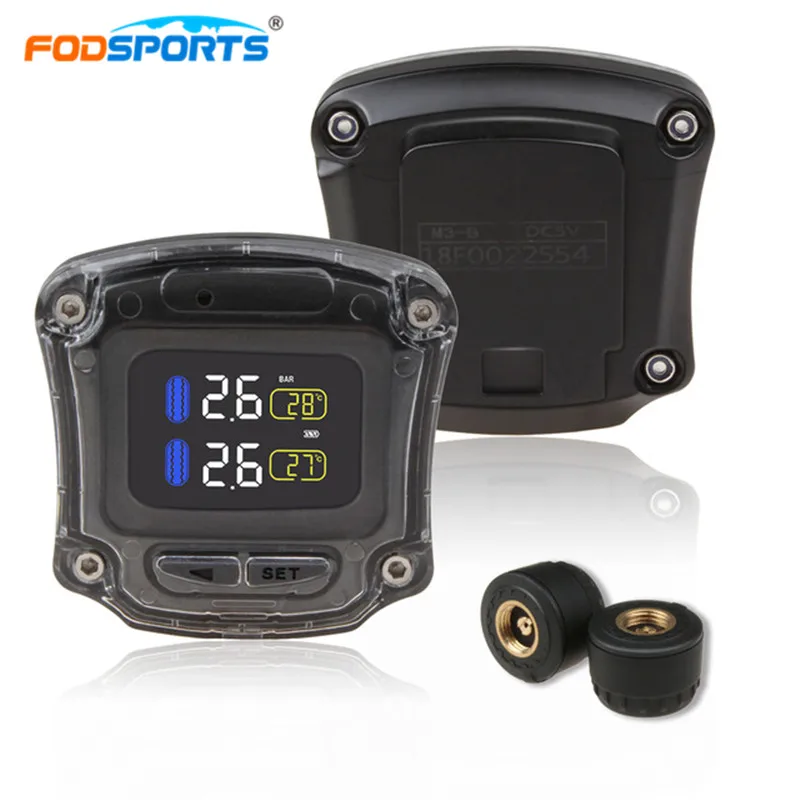 

Fodsports Motorcycle TPMS Tire Pressure Monitoring System Tire Pressure Sensor LCD Screen Motor Tire Alarm Waterproof Moto Tool