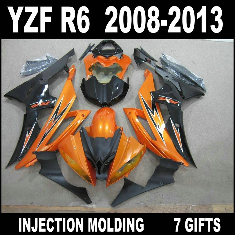 

7 gifts body kit for 2008 2009 - 2013 YAMAHA R6 fairings saffron yellow flat black fairing kit 08 09 10 11 12 13 YZF R6 FTG64
