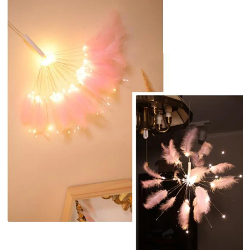 DIY Outdoor Christmas LED String Lights feather Firework Decorative Fairy Lights for Garland Patio Wedding Remote USB 8 modes (7)