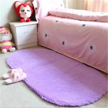 

Thick Oval Silky Mat Bedroom Rug Carpet Living Room Rug Coffee Table Floor Hallway Door Mat Bedside Bathroom Slip Mats