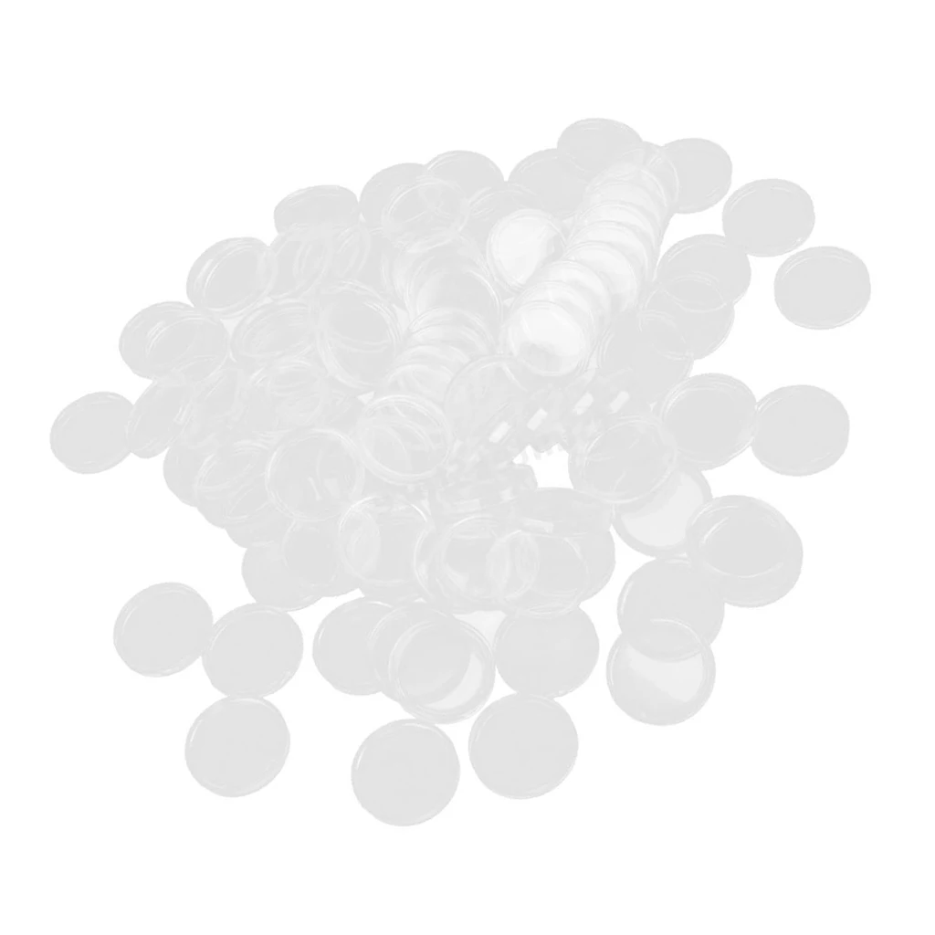 Clear Plastic 26mm Coin Capsules Protection Storage Case Containers Kids Art Supplies Pack of 100PCS