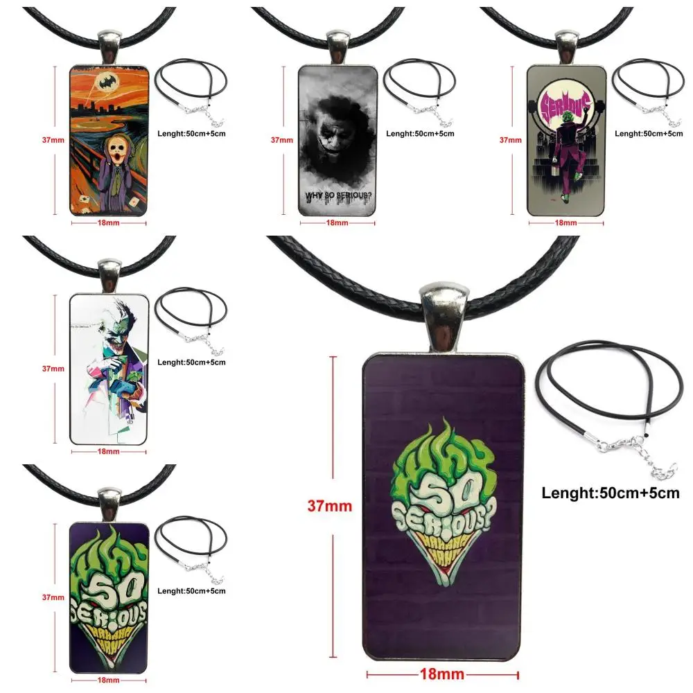 

Design Fashion Vintage Glass Women Rectangle Necklace Pendants For Men Women Dark Knight Rises The Joker Why So Serious Unique