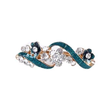 Женский зеленый цветок заколка со стразами заколка для волос