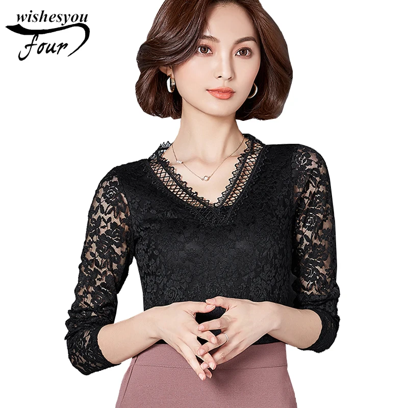 2017 NEW long sleeves lace hollow women's clothing plus
