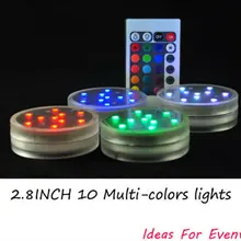 Акция 12 шт./партия Rgb разноцветные погружные светодиодные лампы, дистанционное управление свадебные принадлежности, центральное освещение