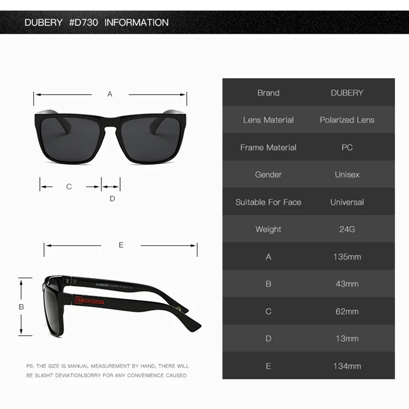 DUBERY, поляризационные солнцезащитные очки, мужские, для вождения, солнцезащитные очки для мужчин, высокое качество, Ретро стиль, роскошные, брендовые, дизайнерские, на молнии, 730