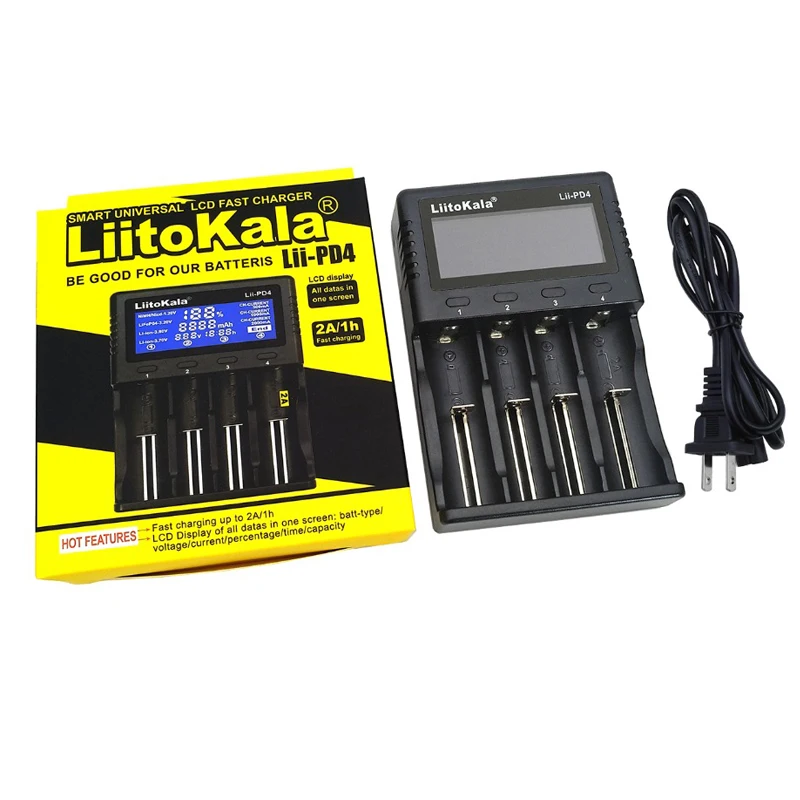 Liitokala PD4 зарядное устройство LCD 3 7 18650 18350 18500 16340 21700 20700b 20700 10440 14500 26650 1 2 v aa AAA nlmh Li