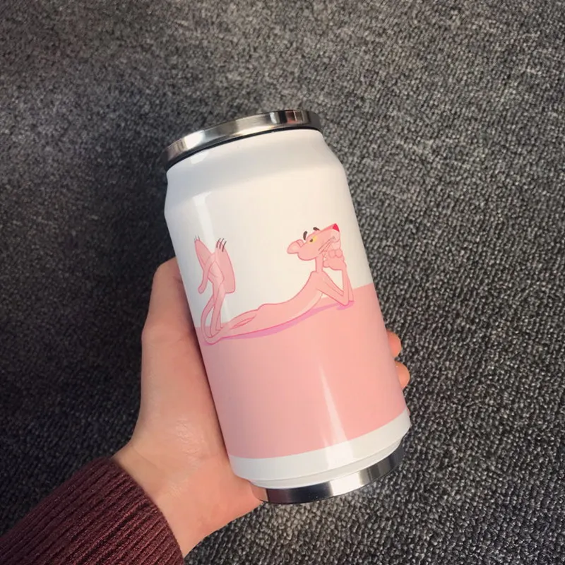 300ml Cute Funny With Straw Coffee Mug Vacuum Cup Thermos Stainless Steel Tumbler Thermocup Travel Drink Bottle Beverage Can