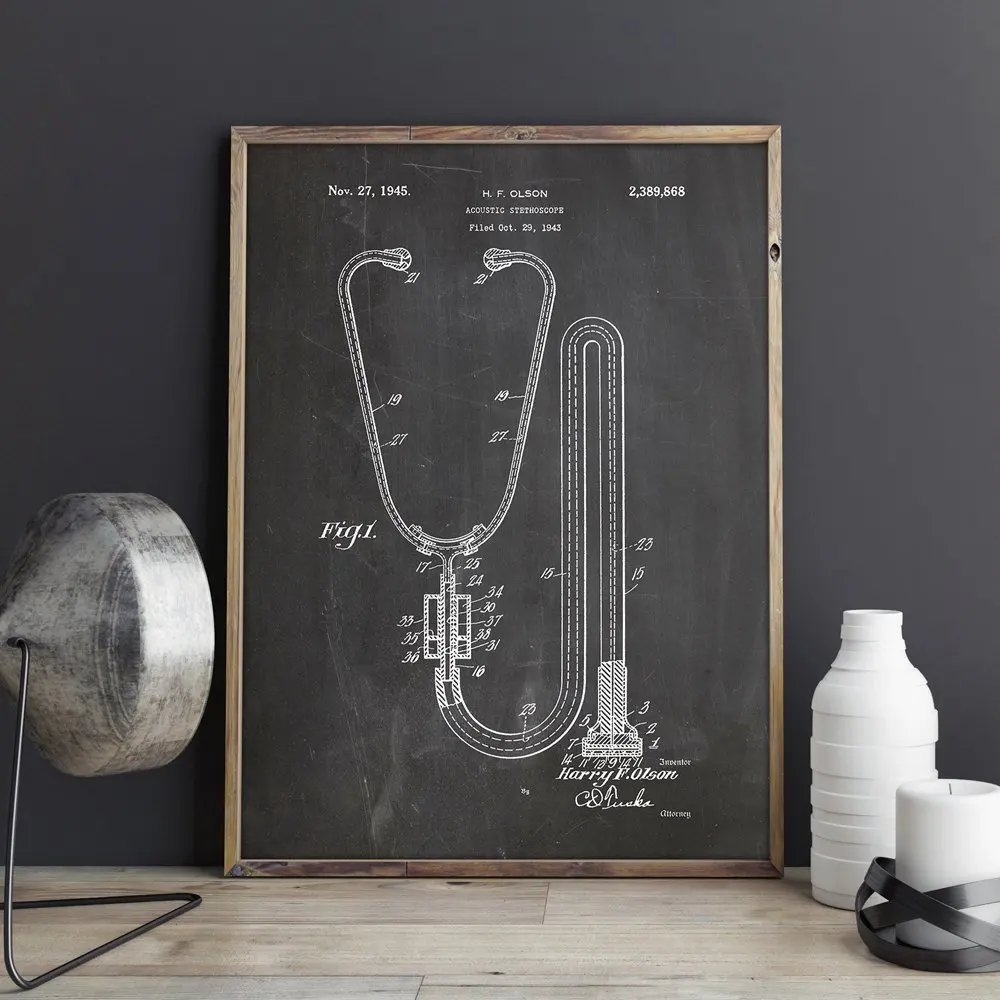 

Stethoscope patent, wall art ,Medical posters,Doctors Office decor,vintage print,blueprint, gift idea,wall Decorations