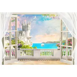 Приморский Вилла балкон Фон фотографии печатных шторы двери природа пейзаж пляжные свадебные живописные фотосессии Фоны